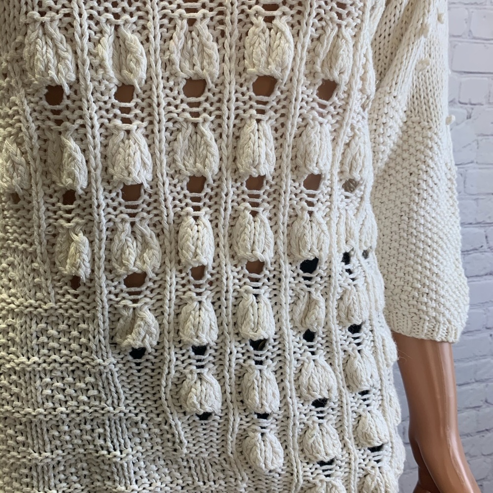 Hot Jazz by Christina Knit by hand! Vintage White boho sweater size medium - Picture 5 of 16